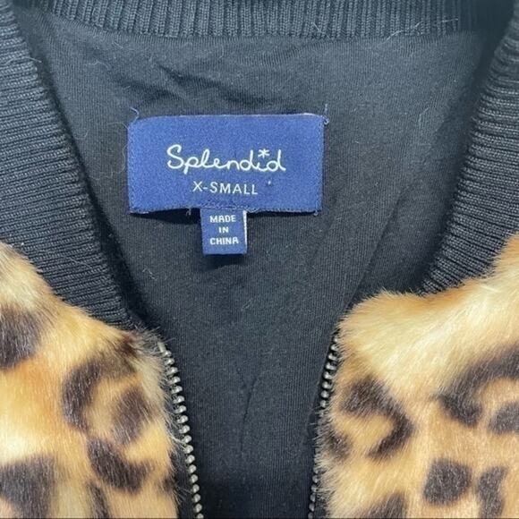 Splendid Faux Fur Jacket Leopard Print full zip cozy mob wives Women’s Size XS - Picture 4 of 15